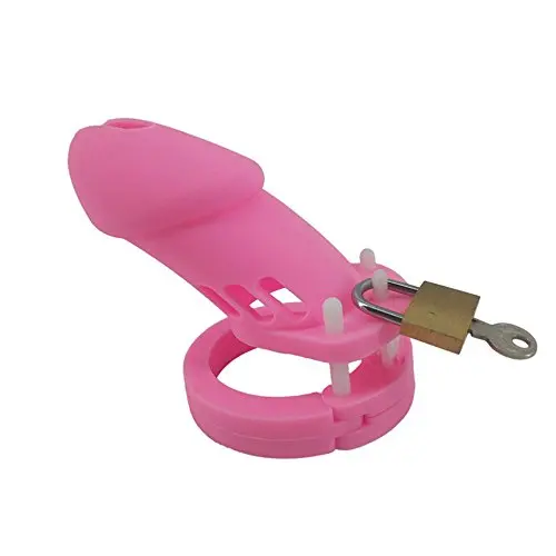 FeiGu Silicone Chastity Cage Device for Male Penis Exercise Sex Toys Fetish Erotic 4(long,pink)