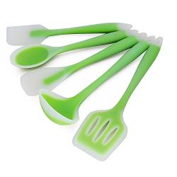 EALEK Silicone Kitchen Utensil, Set of 5 Pieces Cooking Baking Utensils Tool Set, Heat-Resistant, Non-Stick, Non Scratch Kitchen Set, Easy to Use & Clean