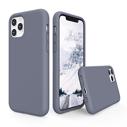 SURPHY Silicone Case Compatible with iPhone 11 Pro Case 5.8 inch, Liquid Silicone Full Body Thickening Design Phone Case (with Microfiber Lining) for iPhone 11 Pro 5.8 2019, Lavender Gray