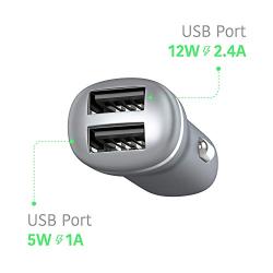 Car Charger USB Phone Charger - by TalkWorks | 17W/3.4A | Dual Port USB Universal for Apple iPhone, Ipad, Android Samsung Galaxy, GPS, Tablet, Nintendo Switch - Slate