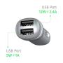 Car Charger USB Phone Charger - by TalkWorks | 17W/3.4A | Dual Port USB Universal for Apple iPhone, Ipad, Android Samsung Galaxy, GPS, Tablet, Nintendo Switch - Slate