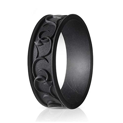 ROQ Silicone Wedding Ring for Women - 4 Pack & Singles Ornament Thin Silicone Rubber Wedding Band - Metallic and Matte Colors