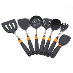 Silicone Kitchenware - Non-stick Silicone Kitchenware, Stainless Steel Pipe Handle Silicone Shovel Spoon Non-stick Heat-resistant Silicone Kitchenware Kitchen Set, 7-piece set