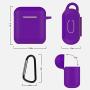 Airpods Case, Music tracker Protective Thicken Airpods Cover Soft Silicone Chargeable Headphone Case with Anti-Lost Carabiner for Apple Airpods 1&2 Charging Case (Purple)