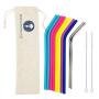 Reusable Silicone Drinking Straws - 12 Pieces Drinking Straws & Stainless Steel Straws Bundle - 30oz and 20oz tumblers compatible Extra Long for Yeti/Rtic/Ozark by PINE KITCHEN CO