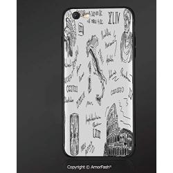 Compatible with iPhone 6 Ultra Slim Shockproof TPU Back Cover for iPhone 6S,Toga Party,Ancient Roman Period Icons Caesar Colosseum Gladiator Helmet Sketch Art Decorative,Black and White