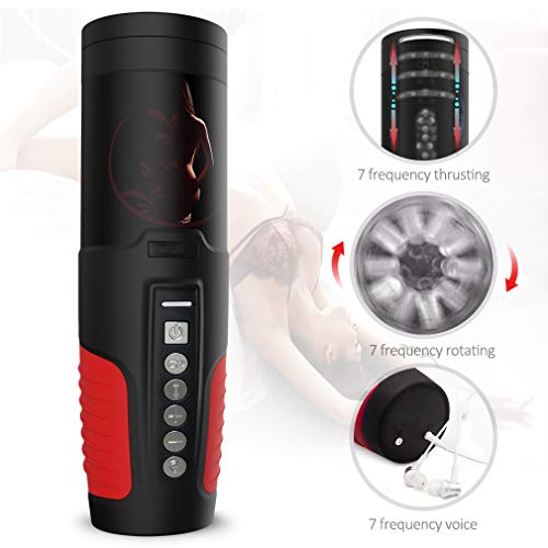 Induced Vibration Multi Vibration Frequency Mens Thrust and Rotation Male Handsfree Auto Suck Silicone Male Toys Cup Vágǐna Real Pūssy Sexrs Toys for Solo Men,Black