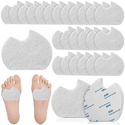 24 Pieces Foot Pads for Sesamoiditis Dancer Sesamoid Pad Felt Forefoot Cushion Pads Metatarsal Feet Pads Self-Adhesive Foot Cushion Pad for Men and Women Dancing Running Sports Pain Relief