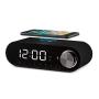 COBY Digital LED Alarm Clock Built In 10W HD Bluetooth Speakers FM Radio QI Certified Fast Wireless Charger for iPhone, Samsung and More,USB port Battery Backup Aux In, Dimmer for Bedroom, Office Desk