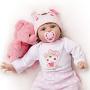 Yesteria Lifelike Reborn Baby Dolls Girl 2 Outfits Silicone Vinyl Cotton Body 22 Inches Pink Outfit with Toy Teddy Bear