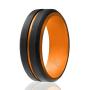 ROQ Silicone Wedding Ring for Men - 4 Packs or 1 Single Ring Mens Silicone Rubber Wedding Bands, Engraved Middle Line Beveled Edge Style, Metal & Vivid Matte Colours