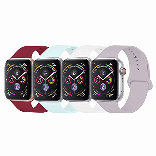 YANCH Compatible with for Apple Watch Band 38mm 42mm 40mm 44mm, Soft Silicone Sport Band Replacement Wrist Strap Compatible with for iWatch Series 4/3/2/1, Nike+,Sport,Edition
