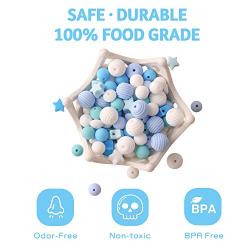 HAO JIE Baby Silicone Teether Beads 100pcs BPA Free Food Grade Teething Beads Mint Series DIY Jewelry Chewable Nursing Necklace Accessories