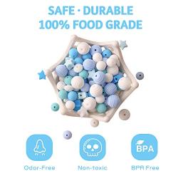 HAO JIE Baby Silicone Teether Beads 100pcs BPA Free Food Grade Teething Beads Mint Series DIY Jewelry Chewable Nursing Necklace Accessories