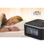 InstaBox W33 Bluetooth Dual Alarm Clock with Wireless Charging, FM Radio, USB Charging Port, Digital Display, AUX-IN, Snooze, Sleep Timer, Battery Backup, 4 Dimmer for Bedroom, Office, Hotel