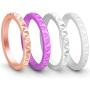 ThunderFit Womens Triangle Diamond Stackable Rings 4 Pack Thin Silicone Wedding Rings - 2.5mm Wide - 2mm Thick
