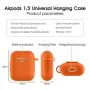 AirPods Case Cover Newest Silicone Skin Cute Full Protective Case Cover with Keychain Compatible with Apple Airpods 2 & 1 Wireless Charging Case, Airpods Accesssories (Orange)