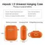 AirPods Case Cover Newest Silicone Skin Cute Full Protective Case Cover with Keychain Compatible with Apple Airpods 2 & 1 Wireless Charging Case, Airpods Accesssories (Orange)