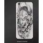 Customized iPhone 6 Case | iPhone 6S Case | Shockproof,Lightweight,Scratch Resistant,Kabuki Mask Decoration,Hand Drawn Malevolent Face Vicious Evil Monster with Blossoms Image Decorative,White Black