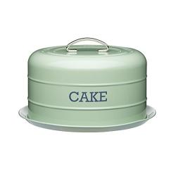 Kitchen Craft Living Nostalgia Vintage Style Airtight Cake Storage Tin Cake Dome English Sage Green - 28.5cm x 18cm 11" x 7"