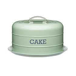 Kitchen Craft Living Nostalgia Vintage Style Airtight Cake Storage Tin Cake Dome English Sage Green - 28.5cm x 18cm 11" x 7"