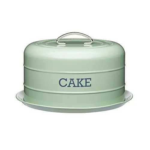 Kitchen Craft Living Nostalgia Vintage Style Airtight Cake Storage Tin Cake Dome English Sage Green - 28.5cm x 18cm 11" x 7"