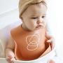 Simka Rose Silicone Bib - Waterproof Baby Bibs for Girls and Boys - Perfect for Babies and Toddlers - Easy to Clean Feeding Bibs - Set of 3 (Rust/Sand/Sage)