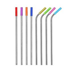 Kitchenware 8 PCS Reusable Silicone Tips Stainless Steel Drinking Straws + 2 PCS Cleaner Brushes Set Kit With Cashmere Bag, 2666mm Kitchen supplies