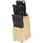 AmazonBasics 14-Piece Kitchen Knife Set with High-Carbon Stainless-Steel Blades and Pine Wood Block