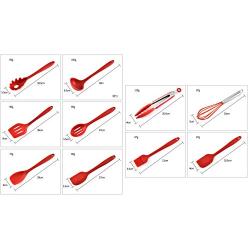 Kitchenware Set, Silicone Kitchen Utensil Set, Heat-Resistant Wooden Handle Non-Stick Kitchen Silicone Kitchenware Set of 10, red