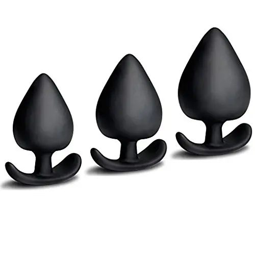 Silicone Anal Plug Butt Plugs 3Pcs Anal Pleasurable Sex Toy for Experienced Users and Beginners (Black)