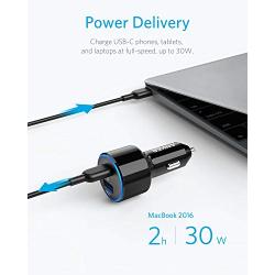 USB C Car Charger, Anker 49.5W PowerDrive Speed+ 2 Car Adapter with One 30W PD Port for MacBook Pro/Air 2018, iPad Pro, iPhone XS/Max/XR/X/8, S10/S9, and One 19.5W Fast Charge Port for S8 and More