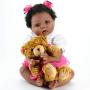 Aori Reborn Baby Dolls Lifelike Weighted Black Girl Doll 22 Inch with Teddy Toy Accessories Best Birthday Set for Girls Age 3