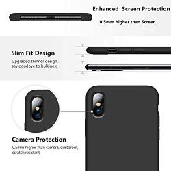 XSHNUO iPhone Xs Silicone Case, Liquid Silicone Gel Rubber Ultra Thin Case with Soft Microfiber Cloth Lining Cushion for Apple iPhone Xs (2018)/iPhone X (2017) 5.8 inch (Black)