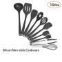 HHmei_US_Shipment Silicone Kitchen Utensil Set, 10pcs Heat-Resistant Non-Stick Cooking Tool Kit Non-Stick Kitchen Utensil Set Silicone kitchenware Set of 10 [Shipped from America]