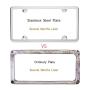 License Plate Frames, Indeebuy 2 Pcs 4 Holes Slim Stainless Steel Polish Mirror License Plate Frame and Chrome Screw Caps