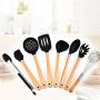 Alter-K-DJ 9 Sets of Silicone Handle with Wooden Handle Cooking Shovel Spoon Eggbeater Kitchen Tools Kitchenware Set