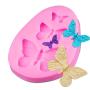 Creatiee Silicone Fondant Baking Molds with Butterfly, Rose Flowers Heart, Angle Wing and Heart for DIY Cake Decorating Chocolate Sugar Craft Molds (4PC, Pink)