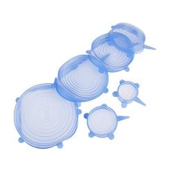 Silicone Stretch Lids 6 Pack Different Size FDA Approved Stretchable Food Covers for Cups, Pots, Can,bowls,Dishes,Mugs,Jars(Blue)