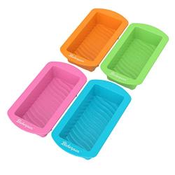 Bakerpan Silicone Mini Cake Holders, 4.5 Inch Loaf Pan, Rectangle Shape Mold, Set of 4