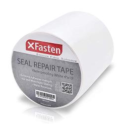 XFasten Waterproof Patch and Seal Tape, White, 4 Inches x 10 Feet, Water Barrier Tape for Stop Leak Repair on Pipes, Chimney, Roof, Boat, and HVAC