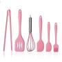 Silicone Cooking Utensil Set Pink 6 Piece Kitchenware Set for Nonstick Cookware - for Cooking, Baking, Frying, Grilling, Blending and Serving