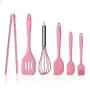 Silicone Cooking Utensil Set Pink 6 Piece Kitchenware Set for Nonstick Cookware - for Cooking, Baking, Frying, Grilling, Blending and Serving