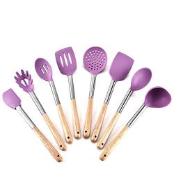 Gwjs Silicone Kitchenware, Non-stick Spatula Silicone Kitchenware Set Of 6 Kitchen Gadgets Kitchen Tools-eight Piece Set 37cm(14.5inch)