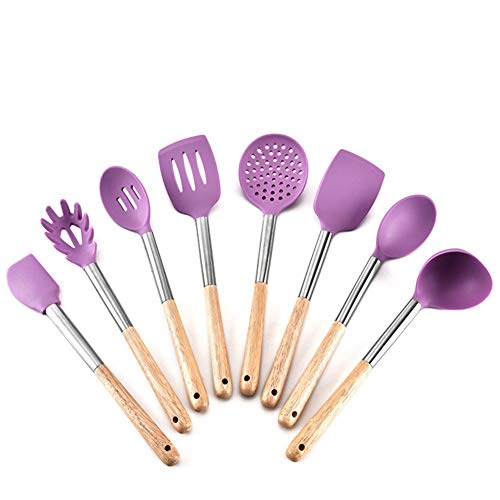 Gwjs Silicone Kitchenware, Non-stick Spatula Silicone Kitchenware Set Of 6 Kitchen Gadgets Kitchen Tools-eight Piece Set 37cm(14.5inch)