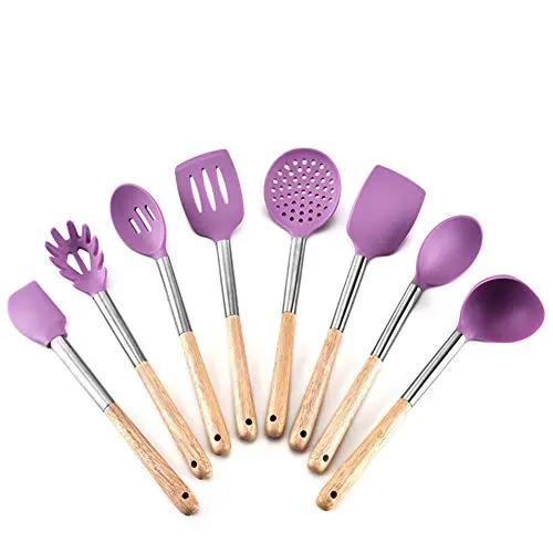 Gwjs Silicone Kitchenware, Non-stick Spatula Silicone Kitchenware Set Of 6 Kitchen Gadgets Kitchen Tools-eight Piece Set 37cm(14.5inch)