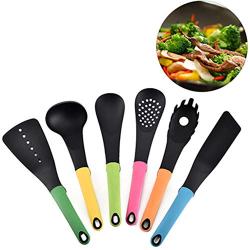 Kitchenware Utensils Set 6 Piece Premium Silicone Nylon Heat Resistant Non-Stick Cooking Professional Tools Built-in Stands