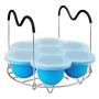 PRAMOO Silicone Egg Bites Mold and Steamer Rack Trivet with Handles, Compatible with Instant Pot Accessories, 2pcs/set for 6qt & 8qt Electric Pressure Cooker