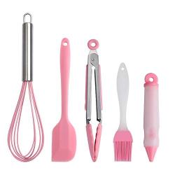 Silicone Cookware Set, Kitchen Utensils Gadget Set, Non-Stick Heat-Resistant Silicone Spatula Set, Stainless Steel Handle Egg Beater Brush Food Clip, Kitchenware