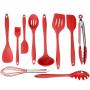ZEERKEER Mokpi 10 Piece Silicone Cooking Utensils Kitchen Utensil set Heat Resistant Non-Stick Cooking Tools Professional Kitchenware Made of Food Grade Silicone Material (Red)